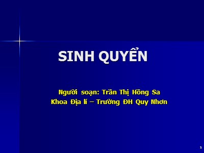 Bài giảng Sinh quyển - Trần Thị Hồng Sa