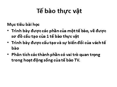 Bài giảng Tế bào thực vật