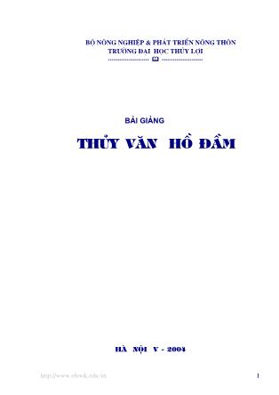 Bài giảng Thủy văn hồ đầm