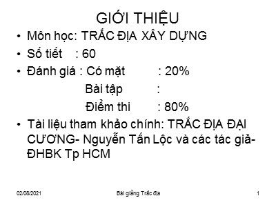 Bài giảng Trắc địa xây dựng