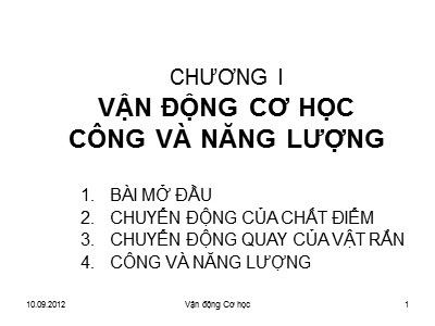 Bài giảng Vận động Cơ học - Chương I: Vận động cơ học công và năng lượng