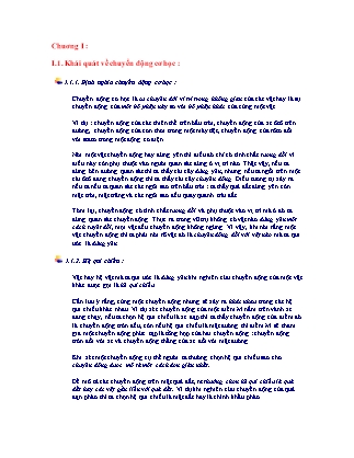 Bài giảng Vật lý đại cương 1 - Chương I: Chuyển động cơ học