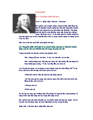 Bài giảng Vật lý đại cương 1 - Chương II: Các định luật