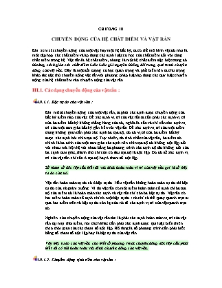 Bài giảng Vật lý đại cương 1 - Chương III: Chuyển động của hệ chất điểm và vật rắn