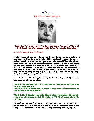 Bài giảng Vật lý đại cương 1 - Chương IV: Thuyết tương đối hẹp