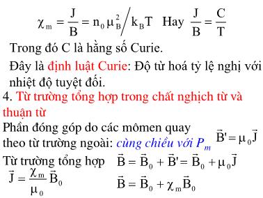 Bài giảng Vật lý đại cương - Chương 6: Những tính chất từ của các chất - Đỗ Ngọc Uấn (Phần 2)