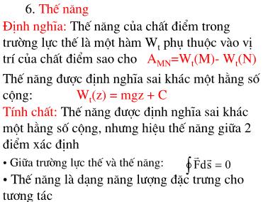 Bài giảng Vật lý đại cương - Chương IV: Cơ năng & trường lực thế (Phần 2)