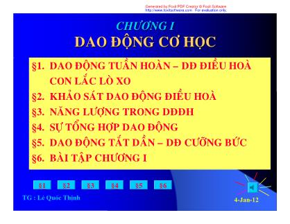 Bài giảng Vật lý lớp 12 - Chương 1: Dao động cơ học - Lê Quốc Thịnh