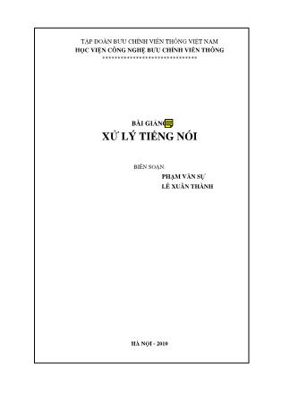 Bài giảng Xử lý tiếng nói - Phạm Văn Sự