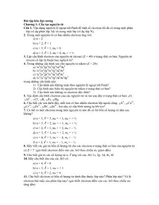 Bài tập môn Hóa đại cương