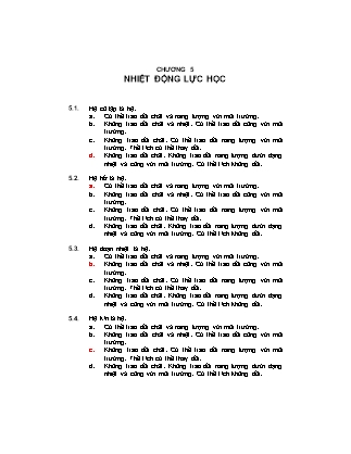 Bài tập Vật lý đại cương - Chương 5: Nhiệt động lực học