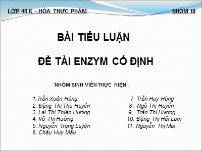 Bài Tiểu luận: Enzym cố định