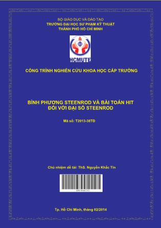 Báo cáo Bình phương steenrod và bài toán hit đối với đại số steenrod (Phần 1)
