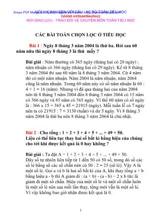 Các bài toán chọn lọc ở tiểu học