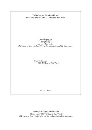 Các chất phụ gia dùng trong sản xuất thực phẩm - Nguyễn Duy Thịnh