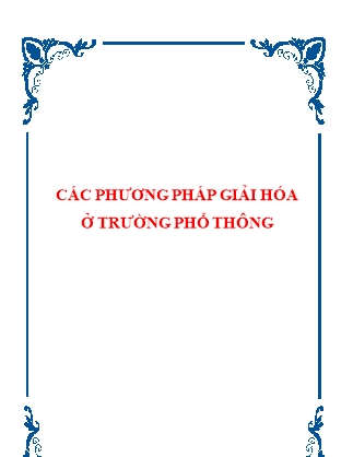Các phương pháp giải hóa ở trường phổ thông