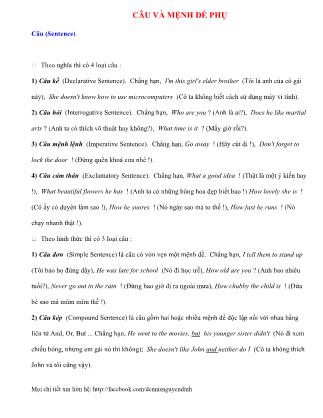 Câu và mệnh đề phụ