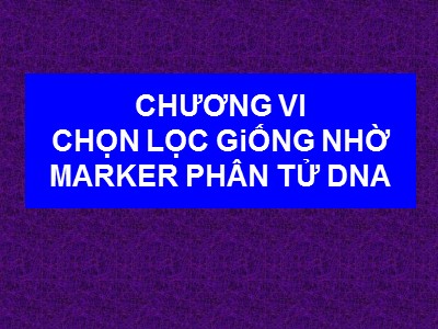 Chọn lọc giống nhờ marker phân tử DNA