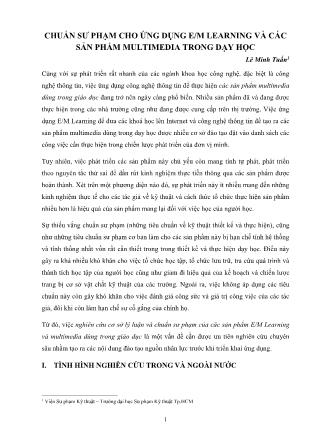 Chuẩn sư phạm cho ứng dụng E/M Learning và các sản phẩm multimedia trong dạy học