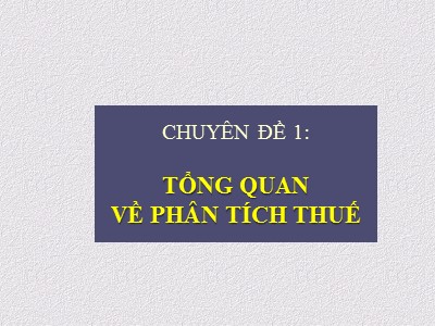 Chuyên đề 1: Tổng quan về phân tích thuế