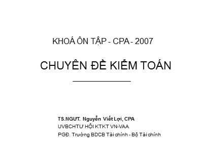 Chuyên đề Kiểm toán - TS.NGƯT. Nguyễn Viết Lợi