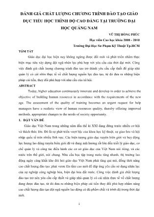 Đánh giá chất lượng chương trình đào tạo giáo dục tiểu học trình độ cao đẳng tại trường Đại học Quảng Nam