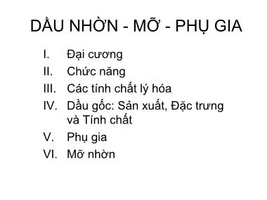 Dầu nhờn - Mỡ - phụ gia