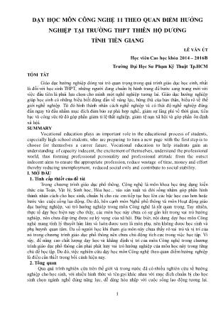 Dạy học môn Công nghệ 11 theo quan điểm hướng nghiệp tại trường THPT Thiên Hộ Dương tỉnh Tiền Giang