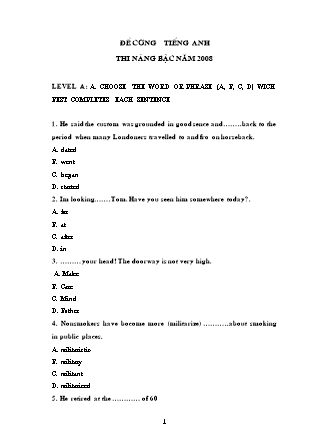 Đề cương tiếng Anh thi nâng bậc năm 2008