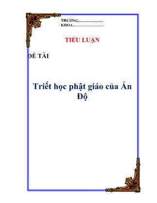 Đề tài Triết học phật giáo của Ấn Độ