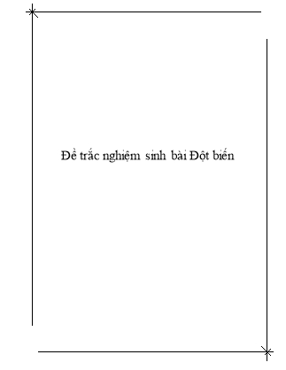 Đề trắc nghiệm sinh bài Đột biến