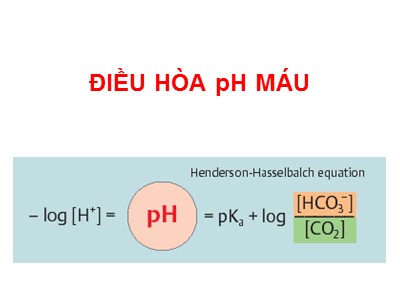 Điều hòa pH máu