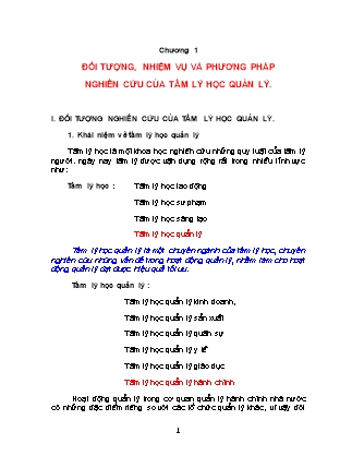 Đối tượng, nhiệm vụ và phương pháp nghiên cứu của tâm lý học quản lý