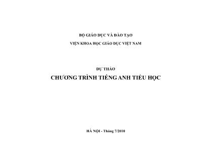 Dự thảo chương trình tiếng Anh tiểu học