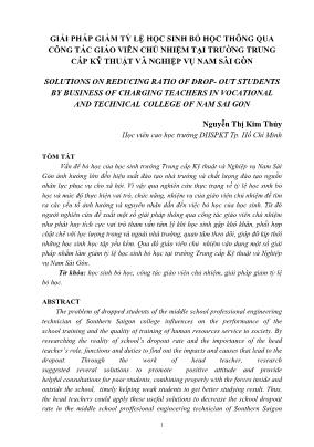 Giải pháp giảm tỷ lệ học sinh bỏ học thông qua công tác giáo viên chủ nhiệm tại trường Trung cấp Kỹ thuật và Nghiệp vụ Nam Sài Gòn