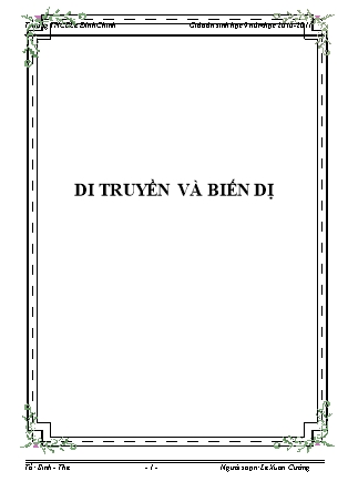 Giáo án Sinh học 9: Di truyền và biến dị