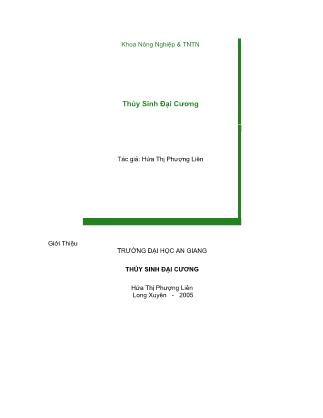 Giáo án Thủy sinh đại cương - Hứa Thị Phượng Liên