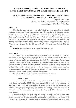 Giáo dục đạo đức thông qua hoạt động ngoại khóa cho sinh viên trường Cao đẳng Bách Việt, TP. Hồ Chí Minh