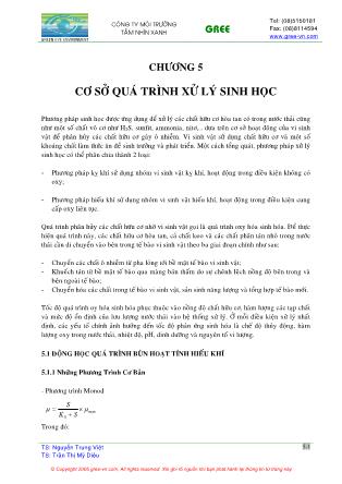 Giáo trình Cơ sở công nghệ môi trường - Chương 5: Cơ sở quá trình xử lý sinh học