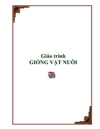 Giáo trình Giống vật nuôi