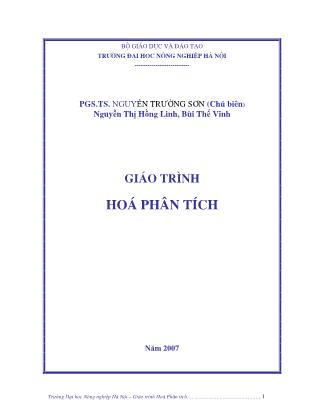 Giáo trình Hoá phân tích - Nguyễn Trường Sơn