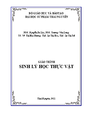 Giáo trình môn Sinh lý học thực vật