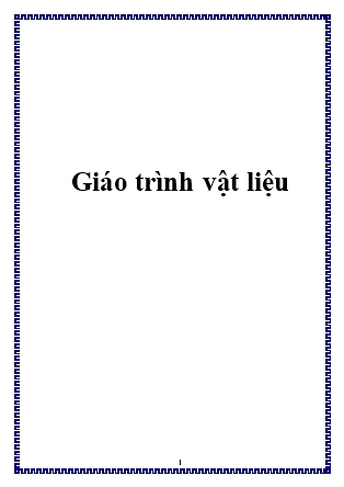 Giáo trình môn Vật liệu