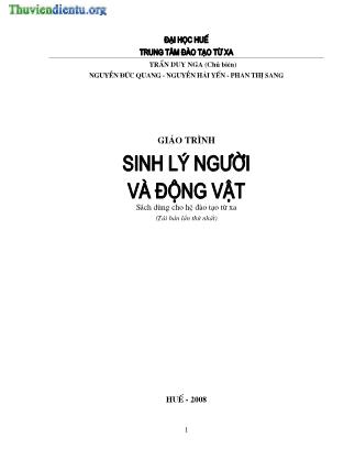 Giáo trình Sinh lý người và động vật