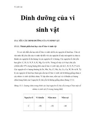 Giáo trình Vi sinh vật: Dinh dưỡng của vi sinh vật