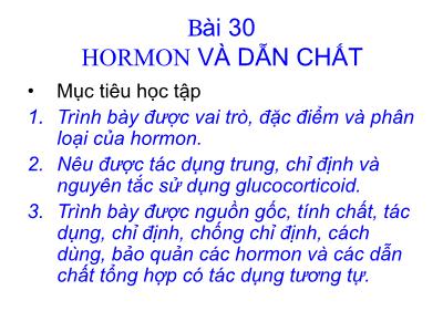 Hormon và dẫn chất