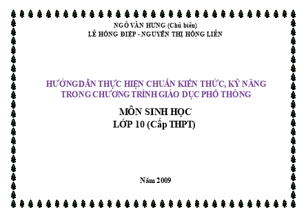 Hướng dẫn thực hiện chuẩn kiến thức, kỹ năng trong chương trình giáo dục phổ thông môn Sinh học lớp 10 (cấp THPT)