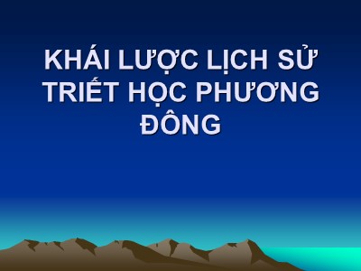 Khái lược lịch sử triết học phương đông