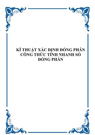 Kĩ thuật xác định đồng phân công thức tính nhanh số đồng phần