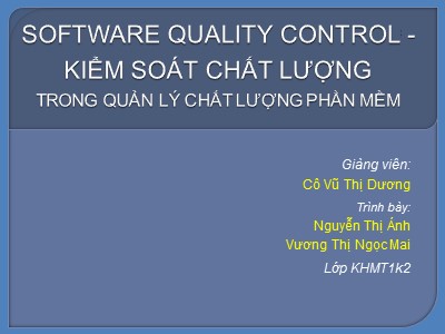 Kiểm soát chất lượng trong quản lý chất lượng phần mềm